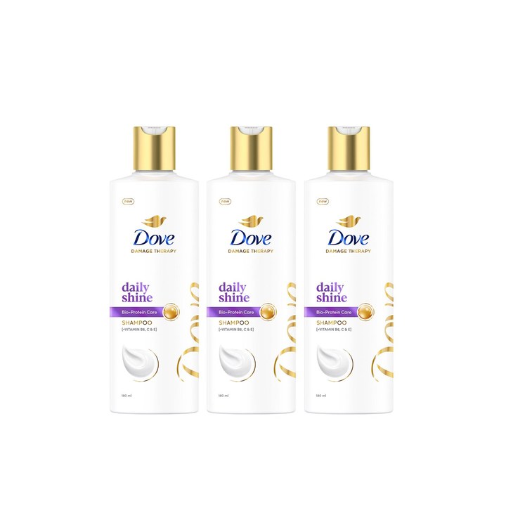 Dove Set of 3 Daily Shine Shampoo with Bio-Protein Care - 180ml each