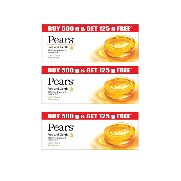Pears 15 Pcs Pure & Gentle 98% Pure Glycerin Bathing Bars - 125g each