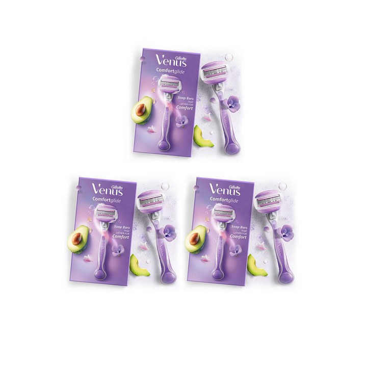 Gillette Venus Women Set of 3 Comfortglide Hair Removal Razor with Avocado Oil