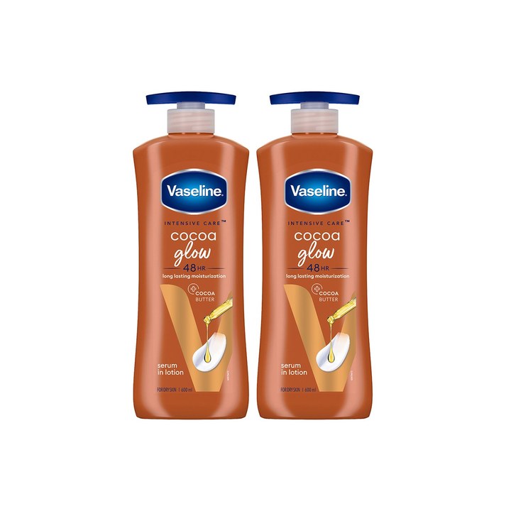Vaseline Set of 2 Cocoa Glow Serum In Lotion with 100% Pure Cocoa - 600ml each