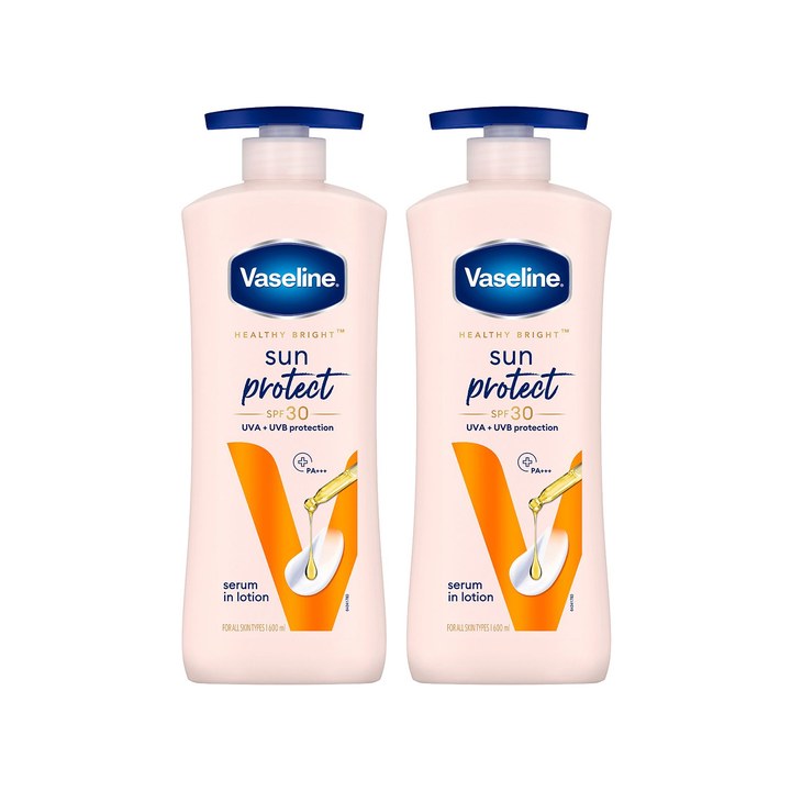 Vaseline Set Of 2 Sun Protect SPF 30 UVA + UVB Protection Body Lotion - 600ml Each