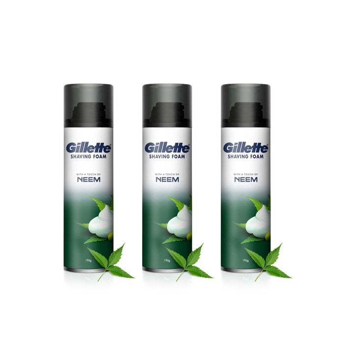 Gillette Men Set of 3 Pre-Shave Foam with Neem - 196 g each