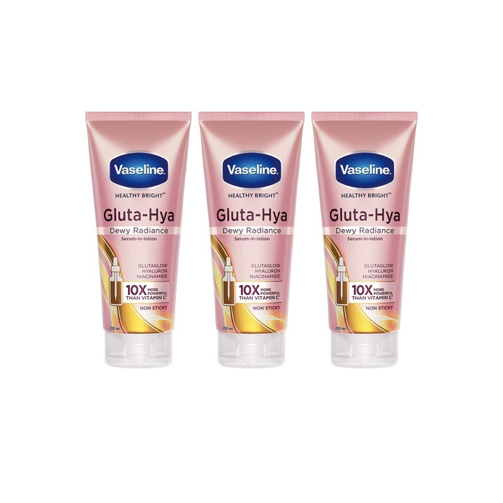 Vaseline Set of 3 Gluta-Hya Dewy Radiance Lotion with Glutathione - 200 ml each