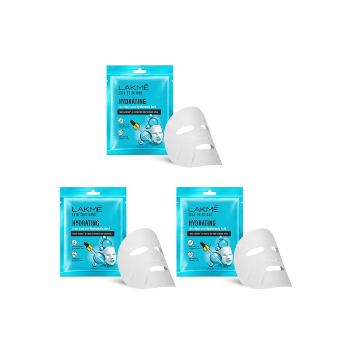 Lakme Skin Solutions Set of 3 Hydrating Sheet Mask with Hyaluronic Acid - 25 ml each