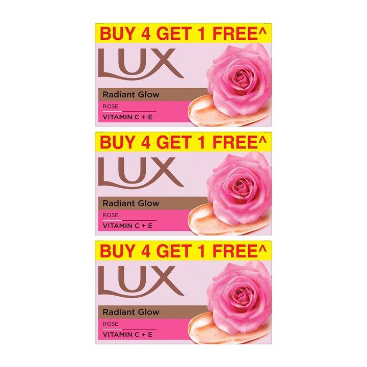 LUX Set of 15 Radiant Glow Rose Soap with Vitamin C & E - 150 g each