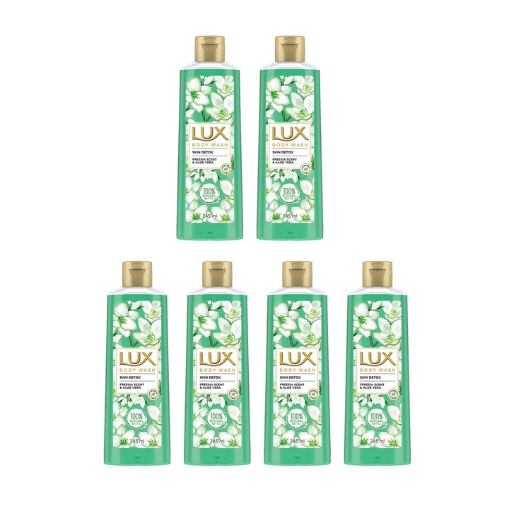 LUX Set of 6 Fresh Aloe Bodywash with Aloe Vera & Freesia Scent - 245 ml each