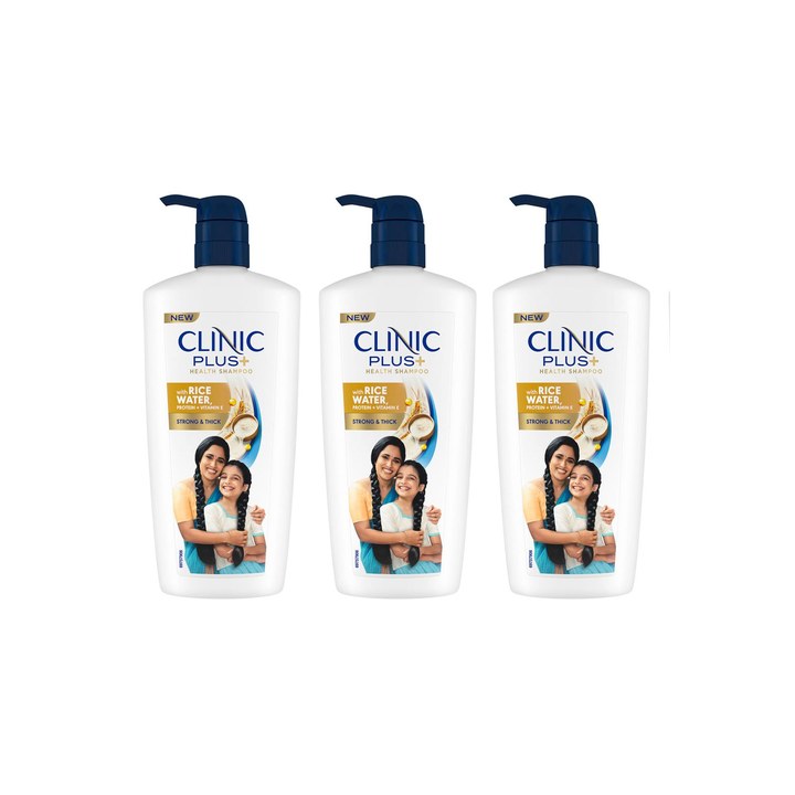 Clinic Plus Set Of 3 Strong & Thick Shampoo With Rice Water Protein - 650ml Each