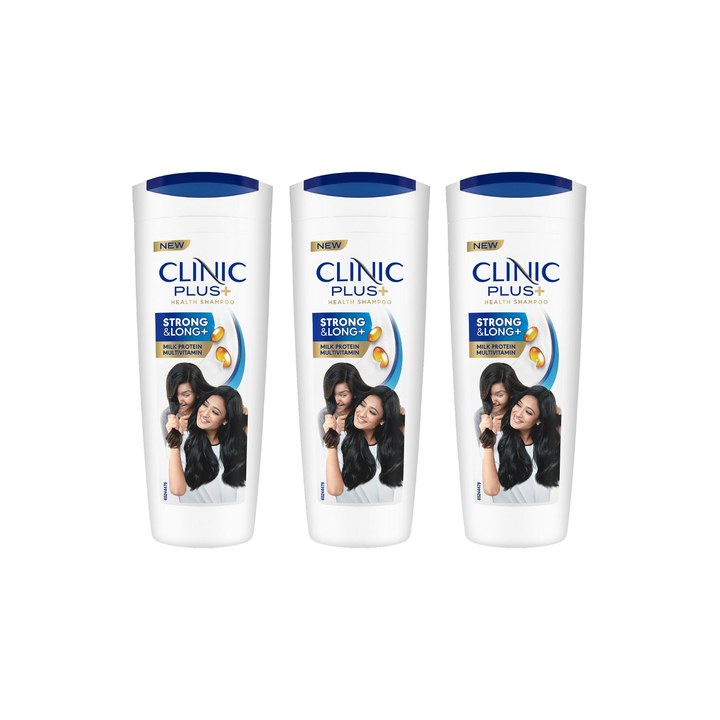 Clinic Plus Set Of 3 Strong & Long Shampoo With Milk Protein & Multivitamins - 355ml Each