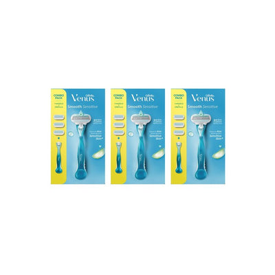 Gillette Venus Set Of 3 Aloe Vera Smooth Razor - 1 Razor With 2 Refills
