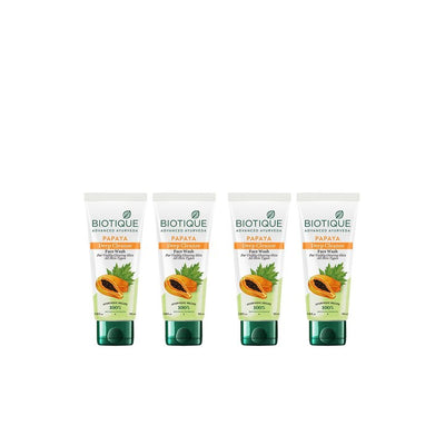 Biotique Set of 4 Papaya Deep Cleanse Visibly Glowing Skin Face Wash - 100ml Each