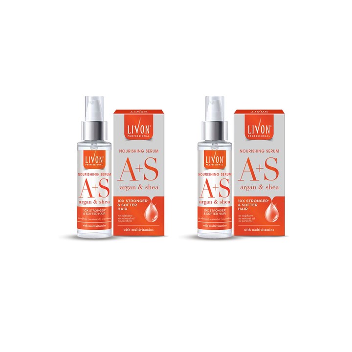 Livon Set of 2 Professional Argan & Shea Nourishing Serum for Frizz-free Hair - 100ml each