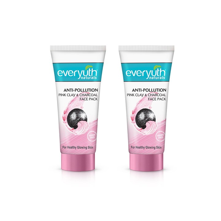 everyuth Naturals Set Of 2 Anti Pollution Pink Clay & Charcoal Face Pack - 50g Each