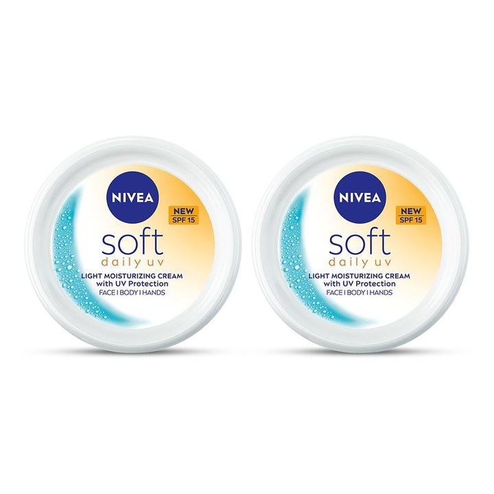 Nivea Set Of 2 Soft Daily UV Light Moisturising Cream With SPF-15 - 100ml Each
