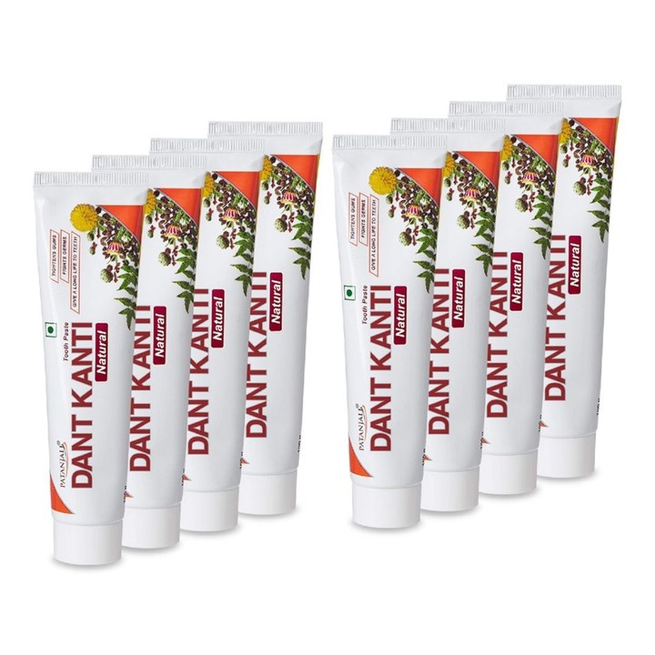 Patanjali Set of 8 Dant Kanti Natural Toothpastes for Strong Teeth & Gums - 200 g each