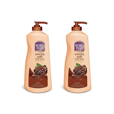 BOROPLUS Set of 2 Cocoa Soft Ayurvedic 24h Moisturization Body Lotions - 400ml each