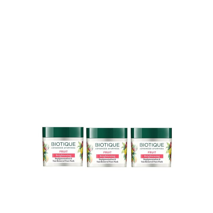 Biotique Set of 3 Fruit Brightening Depigmentation & Tan Removal Face Pack - 75 g each
