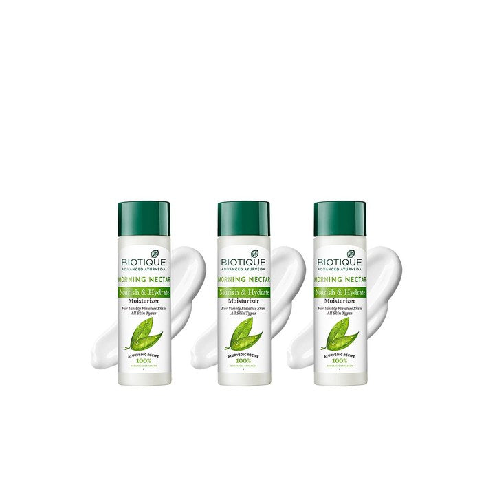 Biotique Set of 3 Morning Nectar Nourish & Hydrate Moisturizer - 120 ml each
