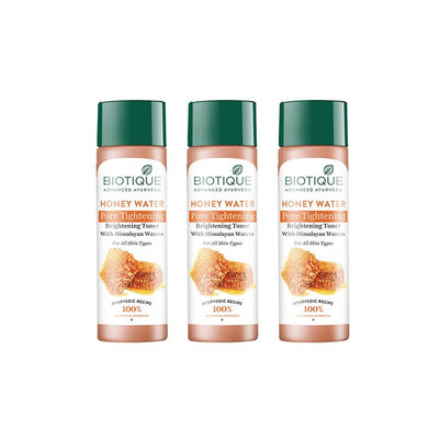 Biotique Set of 3 Honey Water Pore Tightening & Brightening Toner - 120 ml each