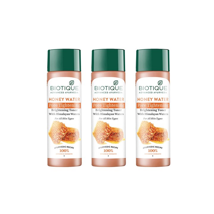 Biotique Set of 3 Honey Water Pore Tightening & Brightening Toner - 120 ml each