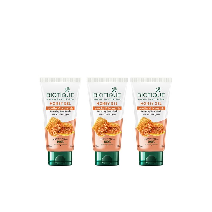Biotique Set of 3 Honey Gel Soothe & Nourish Foaming Face Wash - 150 ml each