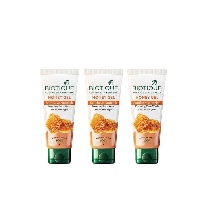 Biotique Set of 3 Honey Gel Soothe & Nourish Foaming Face Wash - 100 ml each