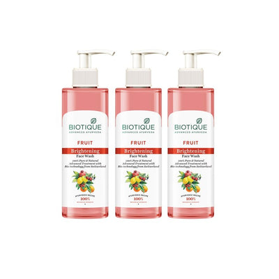 Biotique Set of 3 Fruit Brightening Pure & Natural Face Wash - 200 ml each