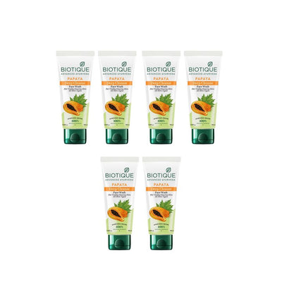 Biotique Set of 6 Papaya Deep Cleanse Visibly Glowing Skin Face Wash - 100ml Each
