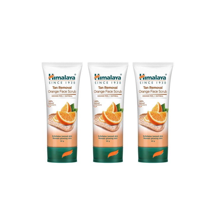 Himalaya Set of 3 Tan Removal Orange Face Scrub with Oatmeal for Glowing Skin - 50g