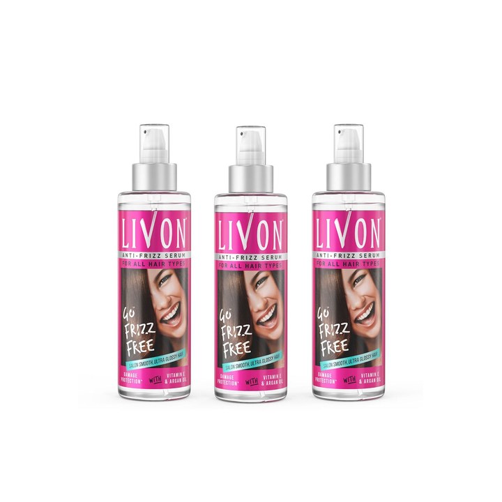 Livon Set of 3 Hair Serum for Frizz-Free Smooth Hair With Argan Oil & Vitamin E - 200ml