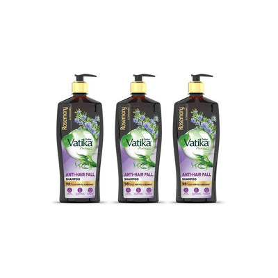 Dabur Set of 3 Vatika Naturals Rosemary & Seaweed Anti-Hair Fall Shampoo - 640ml each