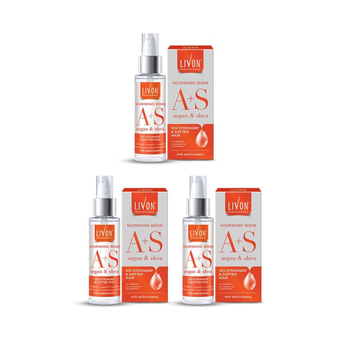 Livon Set of 3 Professional Argan & Shea Nourishing Serum for Frizz-free Hair - 100ml