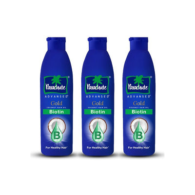 Parachute Set of 3 Advansed Gold Biotin Coconut Hair Oil for Fuller Hair - 300 ml Each