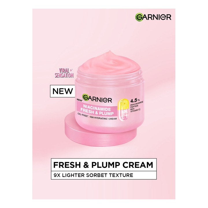 Garnier Fresh & Plump Niacinamide Sorbet Moisturizer Cream for Hydration & Plumping 45ml