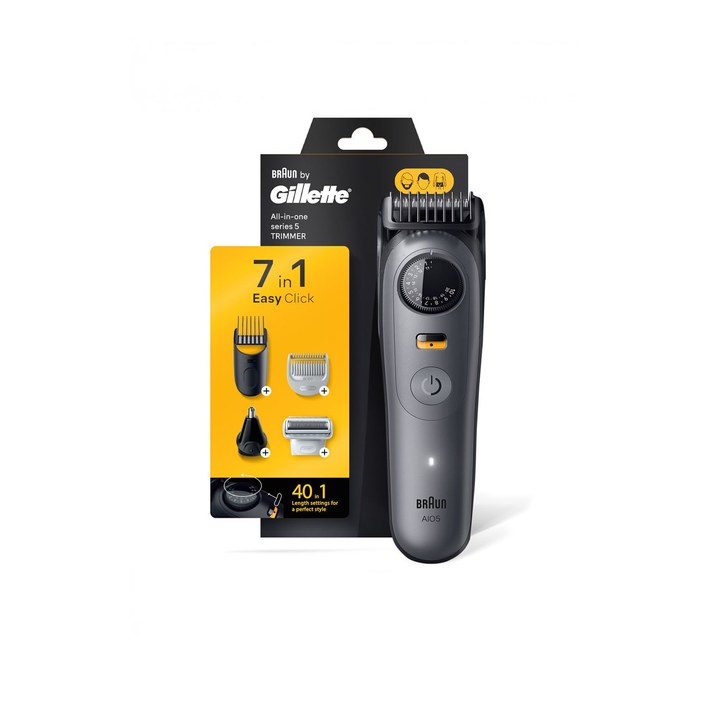 Gillette Series 5 AIO Trimmer with 7 Attachments + 40 Length Settings - Black
