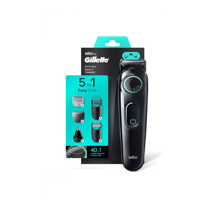 Gillette Series 3 AIO Trimmer with 5 Attachments + 40 Length Settings - Black