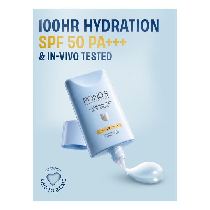 Ponds BIOME Miracle UV Invisigel Moisturiser Sunscreen SPF50 PA+++ 50g