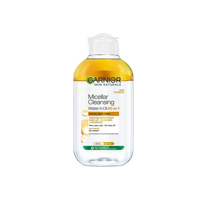 Garnier Oil infused Cleansing Water-Waterproof Makeup Remover For All Skin Types-125ml