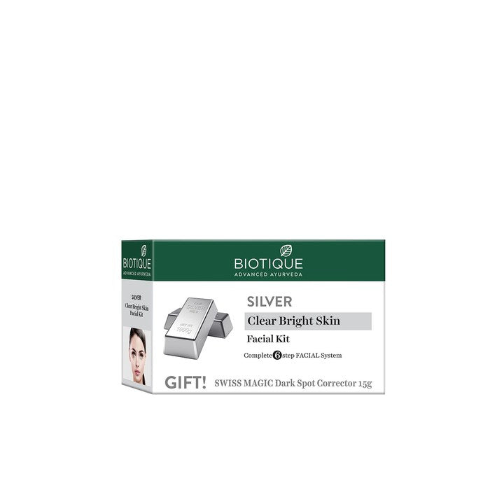 Biotique Sustainable Bio Silver Facial Kit with Swiss Magic Dark Spot Corrector