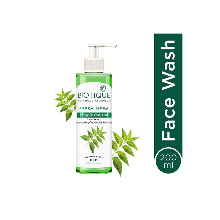 Biotique Fresh Neem Pimple Control Face Wash To Target Oily Acne Prone Skin - 200ml