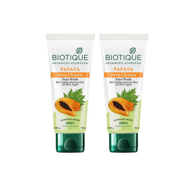 Biotique Set of 2 Papaya Deep Cleanse Visibly Glowing Skin Face Wash - 100ml Each