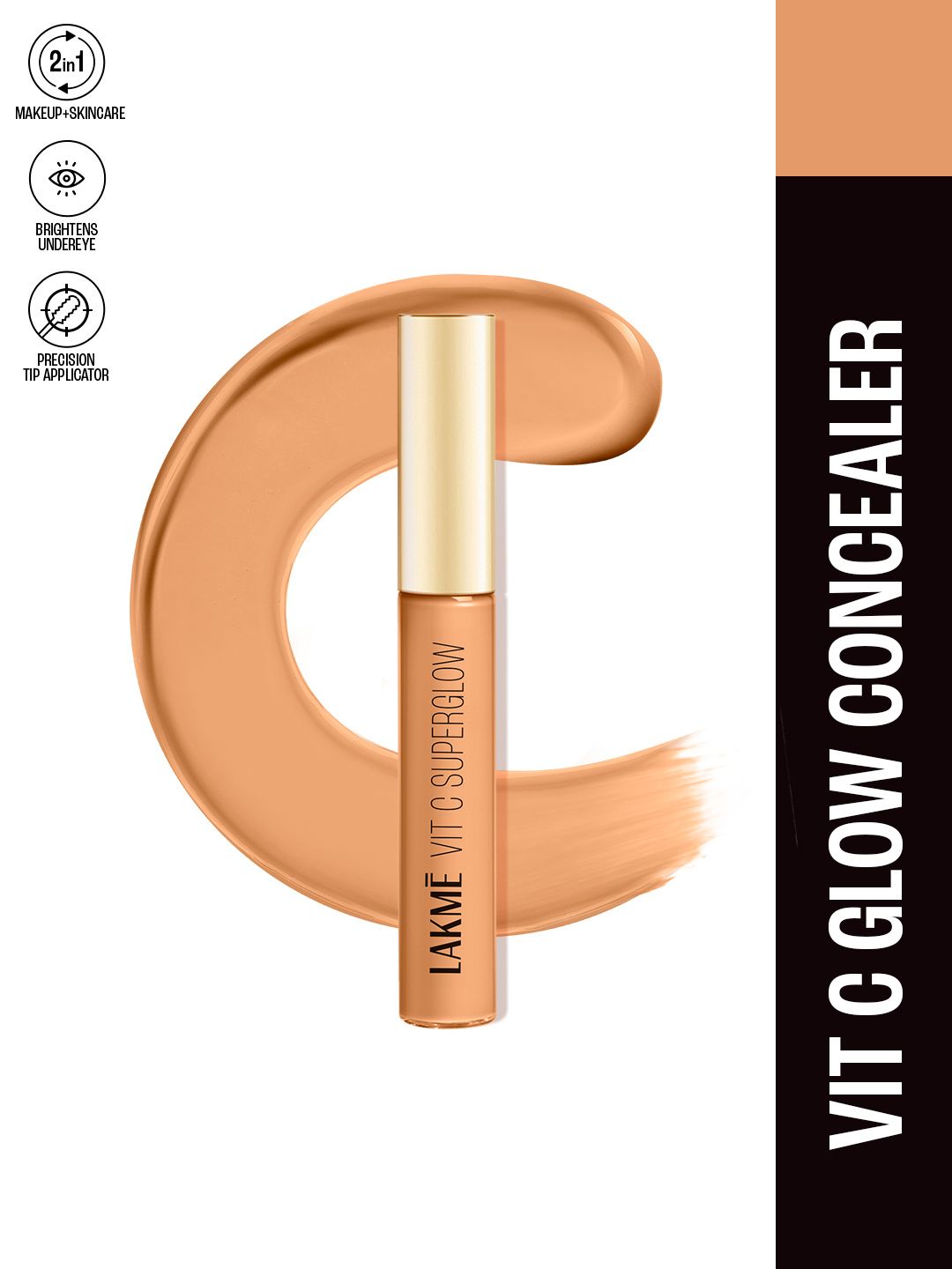 Lakme Makeup+Skincare 1%Vit-C Superglow Matte Concealer For Radiant Glow 5.4ml - 16 Sand