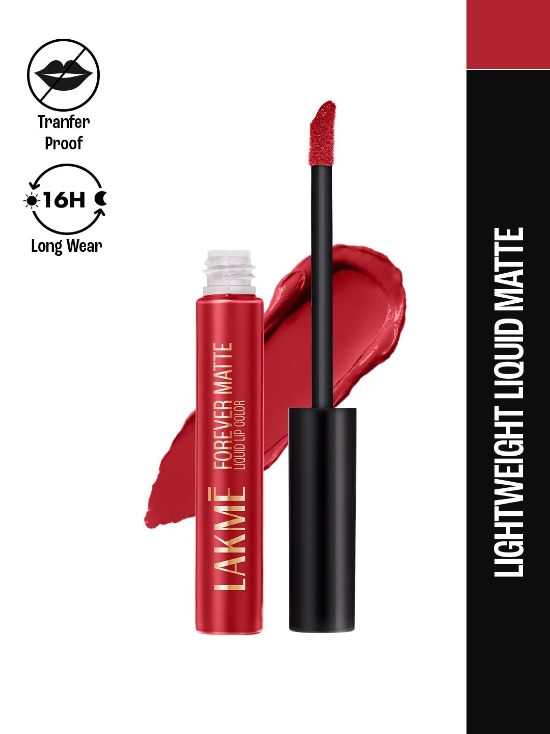 Lakme Forever Matte Lightweight & Transferproof 16Hr Liquid Lipstick 5.6ml - Red Carpet