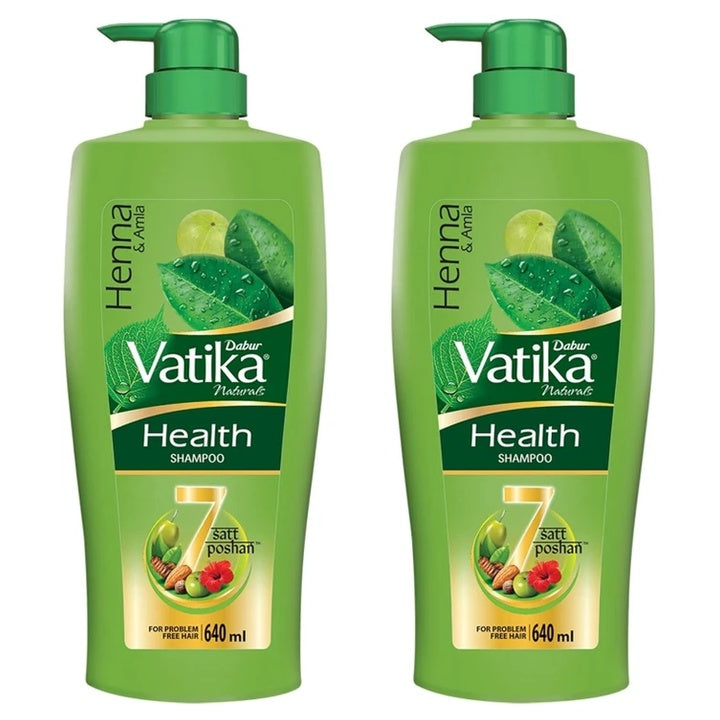 DABUR VATIKA Vatika Health Shampoo Heena & Amla Pack of 2 ( Loofah Free) (1280 ml)
