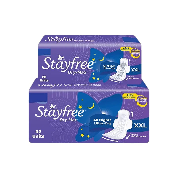 STAYFREE All Nights, All round protection through the night, 2x better coverage Sanitary Pad (Pack of 70)