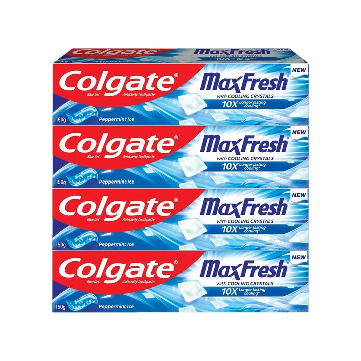 Colgate MaxFresh Peppermint Ice Blue Gel Toothpaste (150 g x 2 Pack)