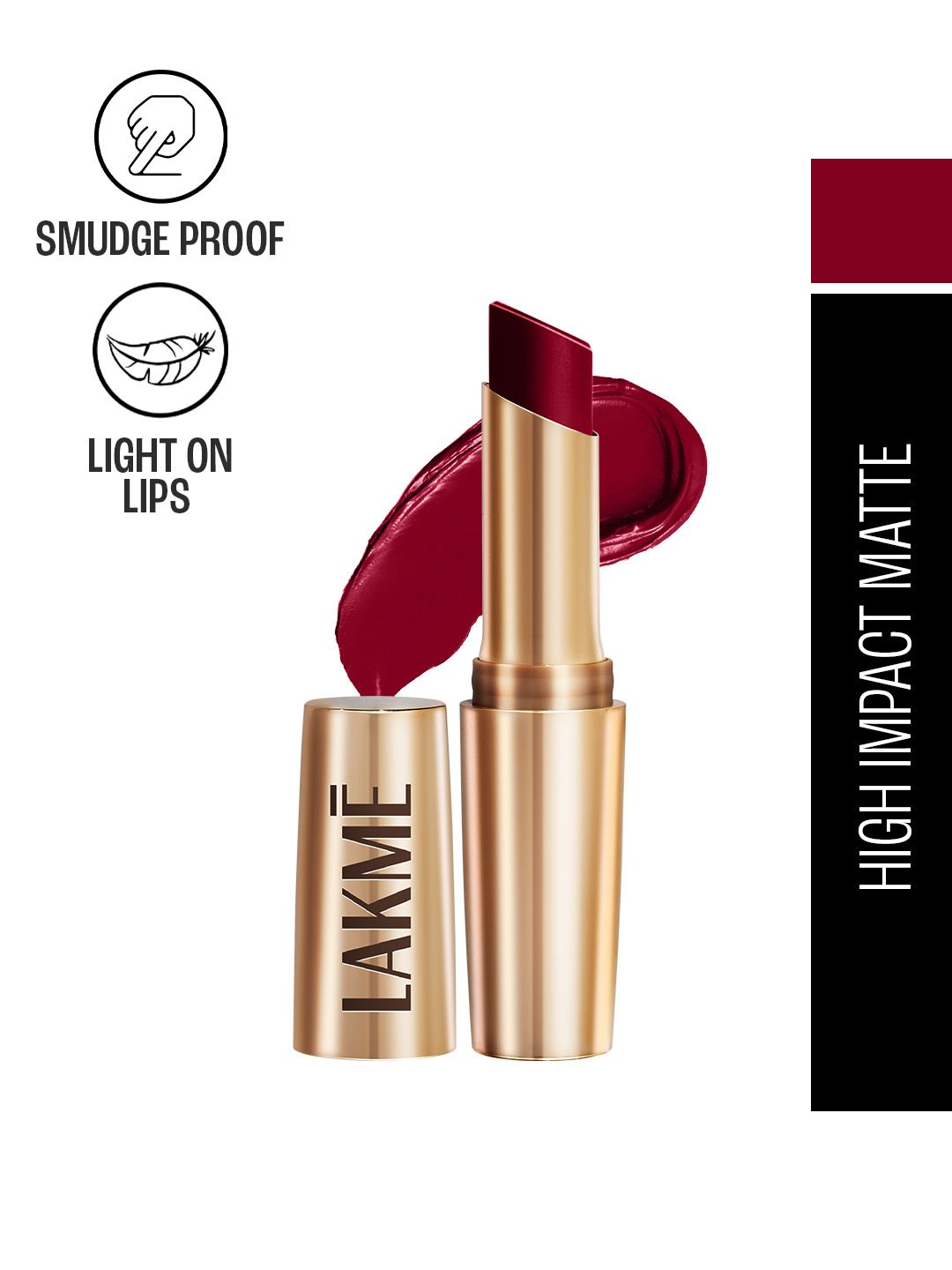 Lakme 9to5 Powerplay Priming Matte Lipstick 3.6g - Lasts 16hrs - Burgundy Passion