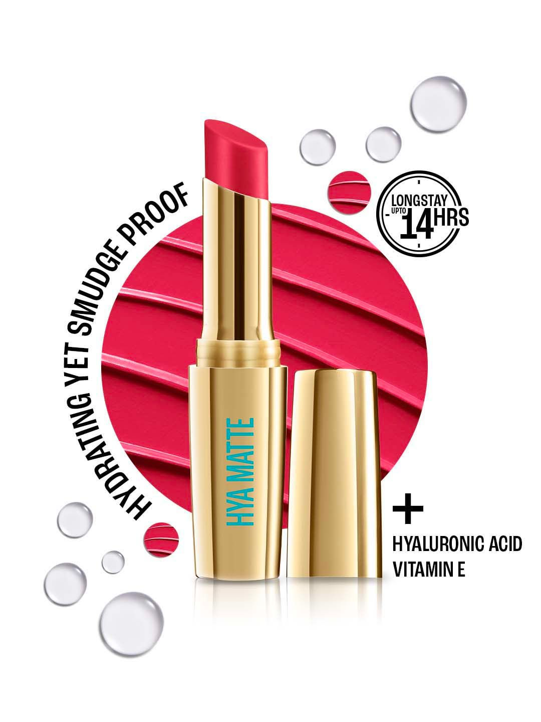 Lakme 9to5 Hya Matte Hydrating Smudgeproof Lipstick Lasts 14Hr 3.6g - Promotion Pink PM2
