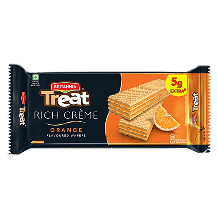 Britannia Treat Rich Creme Orange Flavoured Wafer Biscuits (55 g)