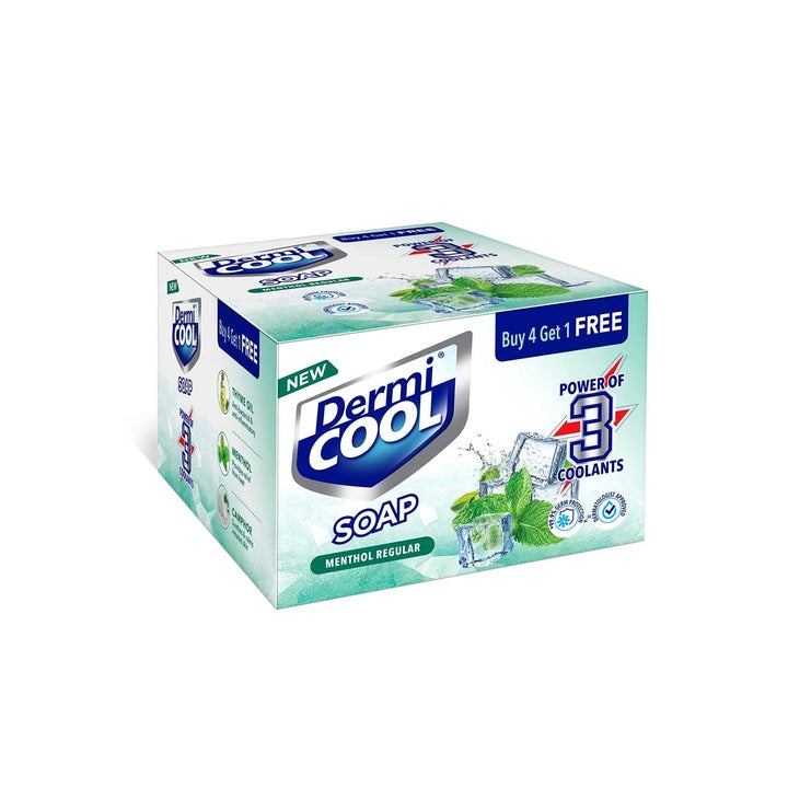 Dermi Cool Soap With The Power Of 3 Coolants - Camphor, Menthol, Thyme Oil | 99.9% Germ Protection | 125 GM Each | Pack of 5