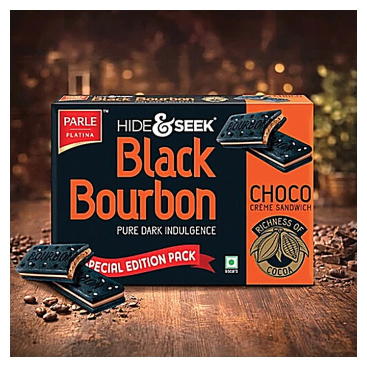 Parle Platina Hide & Seek Black Bourbon Creme Sandwich Biscuits (180 g)